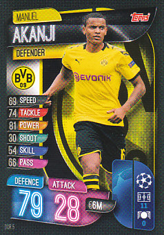 Manuel Akanji Borussia Dortmund 2019/20 Topps Match Attax CL #DOR5